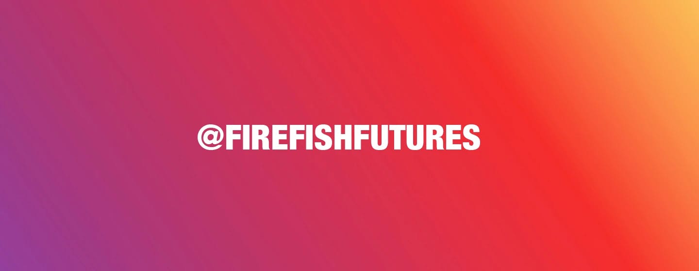 instagram brand colours featuring the @firefishfutures handle